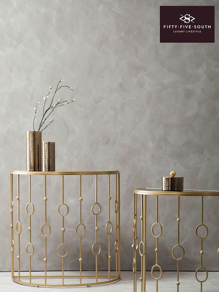 Fifty Five South Set of 2 Gold Faiza Half Moon Console Tables (A01762) | £315