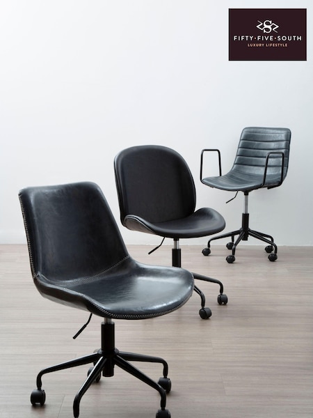 Fifty Five South Grey Forbes Leather Effect Office Chair (A01898) | £140