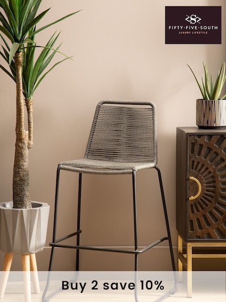 Fifty Five South Grey Sisal Bar Stool (A02019) | £265