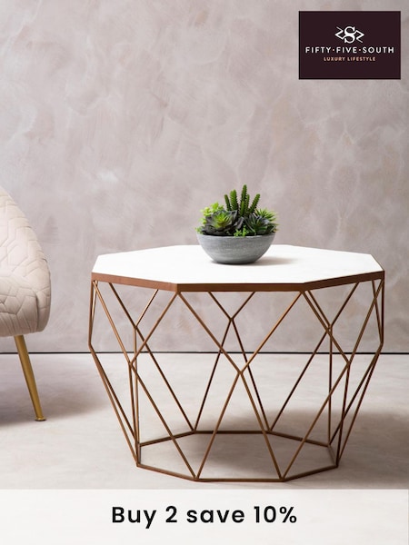 Fifty Five South White Shalimar Marble Octagon Coffee Table (A02023) | £400