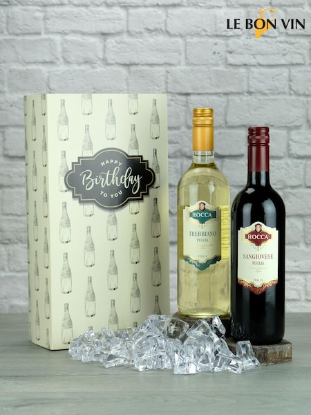 Le Bon Vin Happy Birthday Italian Twin Wine Gift Box (A02169) | £36