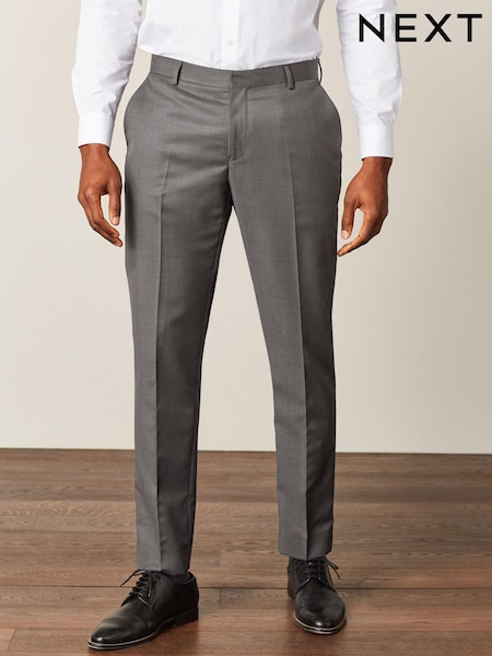 Grey Slim Fit Micro Patterned Wool Rich Slim Fit Suit Trousers (A02447) | £7