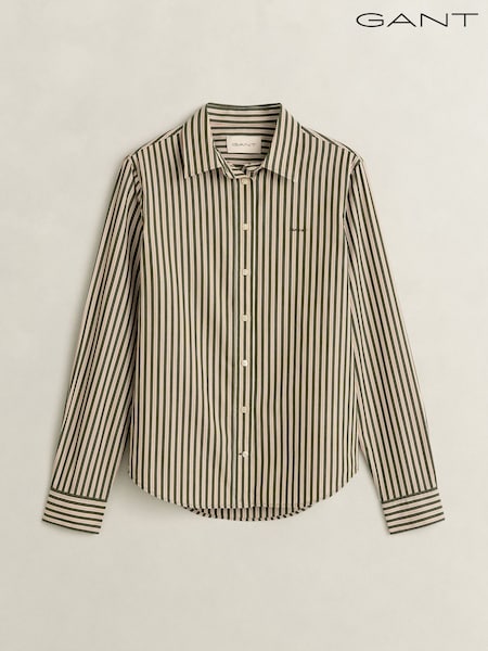 Green - Gant Regular Fit Stripe Poplin Shirt
