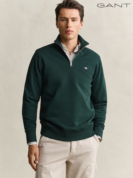Green - Regular Gant Shield Logo Half Zip Sweatshirt