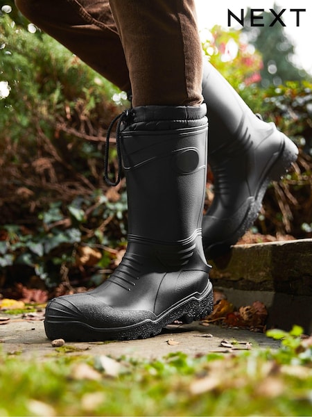Black Warm Lined Wellies (A04773) | £38