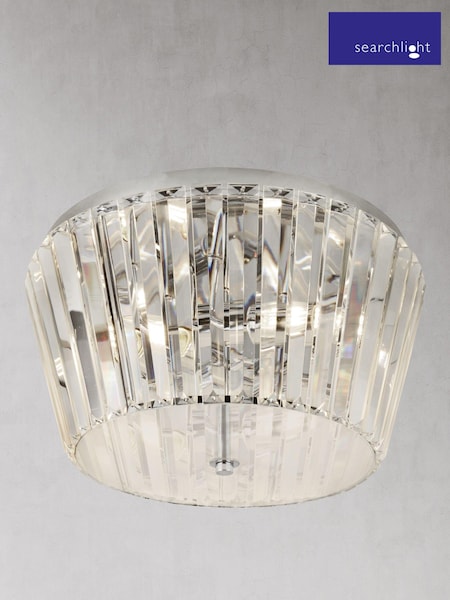 Searchlight Alexandria 3 Light Chrome & Crystal Flush Ceiling Light (A06556) | £183