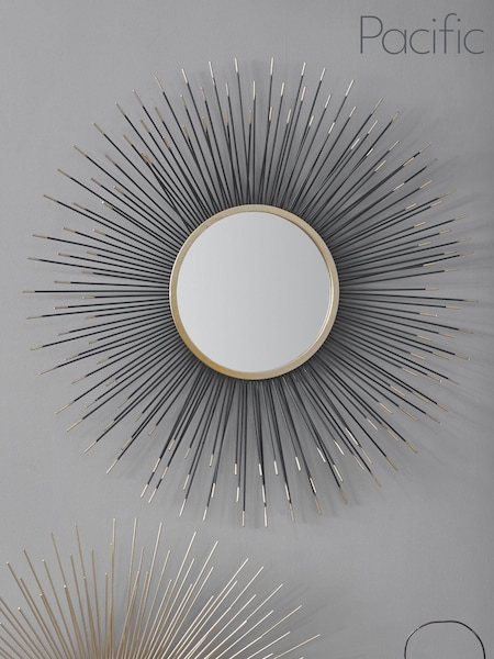 Pacific Black Starburst Round Wall Mirror (A06872) | £100