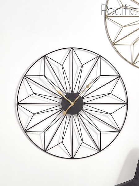 Pacific Black Black & Gold Metal Geo Design Round Wall Clock (A06889) | £100