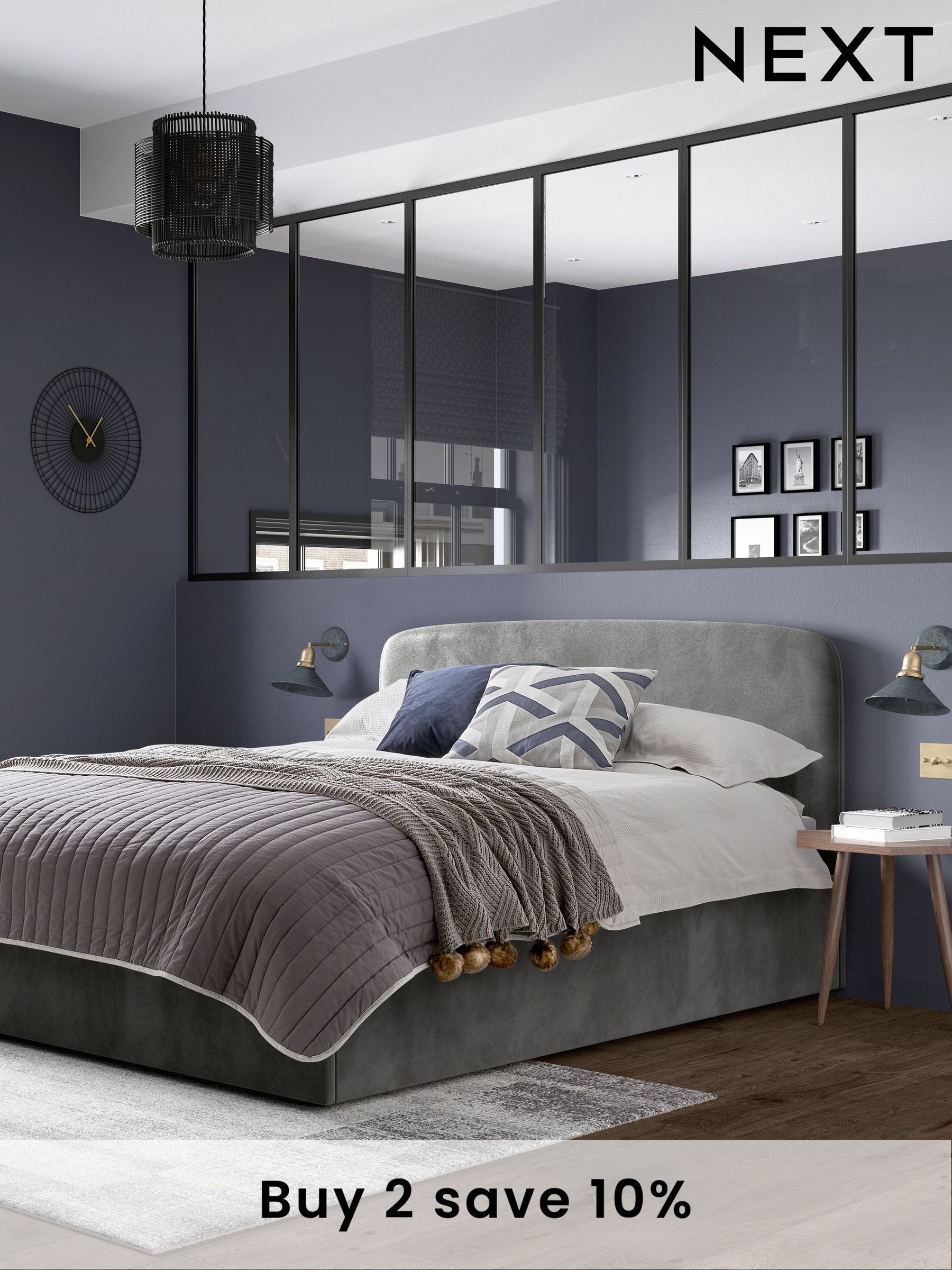 Next grey double bed discount
