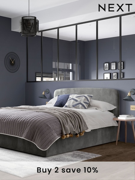 Grey Steel Opulent Velvet Matson Upholstered Ottoman Storage Bed Frame (A07277) | £575 - £775