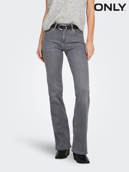 Grey - Only High Waist Flared Jeans With Super Stretch