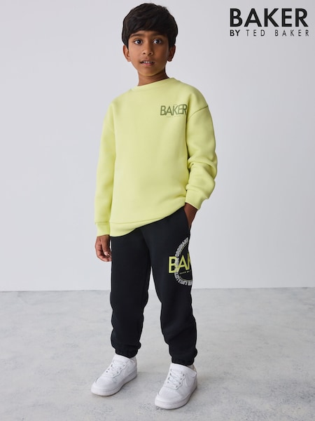 Lime Green - Baker By Ted Baker 2 Piece Oversized Graphic Sweatshirt And Joggers Set