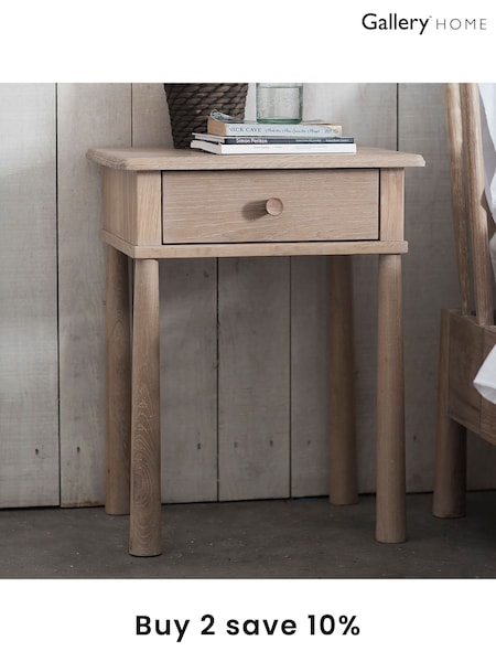 Gallery Home Brown Virginia 1 Drawer Bedside Table (A09722) | £215