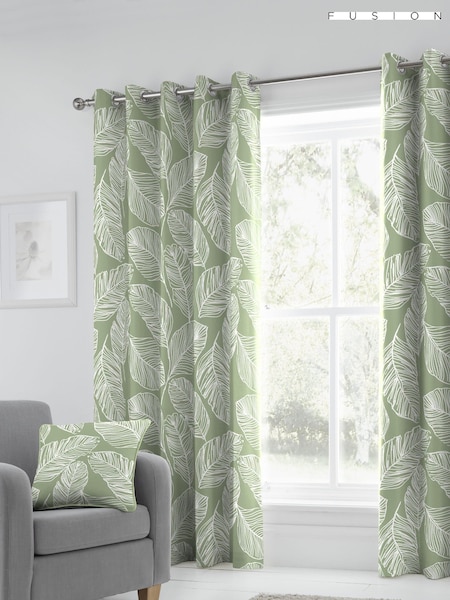Fusion Green Eyelet 100% Cotton Curtains (A10047) | £35 - £65