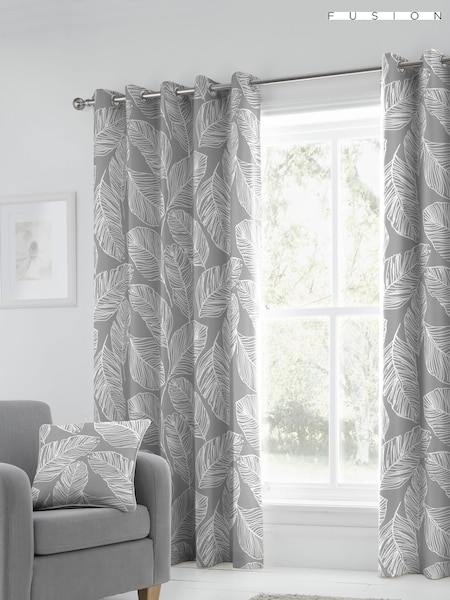 Fusion Grey Matteo Eyelet 100% Cotton Curtains (A10048) | £35 - £65