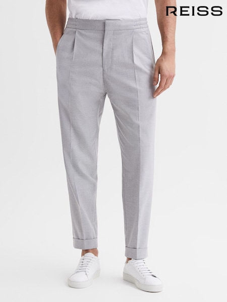 Reiss Grey Brighton Relaxed Drawstring Trousers with Turn-Ups (A10221) | £74