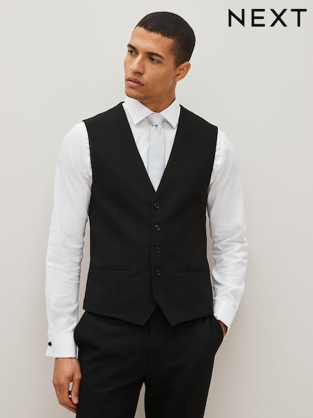 Black Regular Fit Motionflex Stretch Waistcoat (A13740) | £40