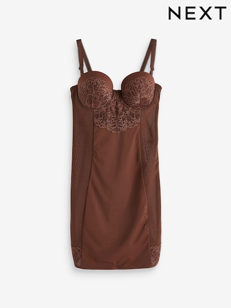 Chocolate Nude Firm Tummy Control Cupped Lace Slip (A14417) | £38