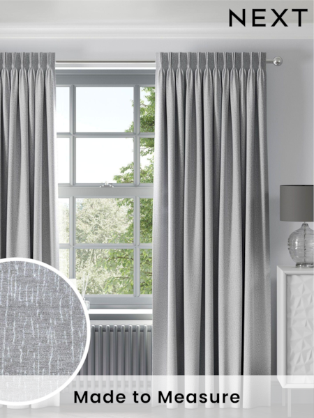 Silver Chenille Silver Made To Measure Curtains (A18732) | £100