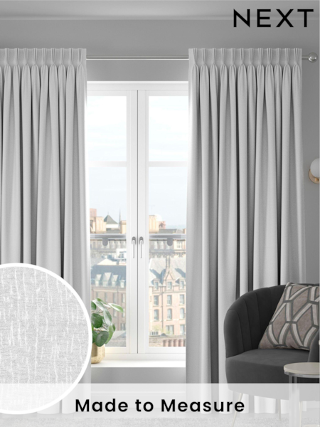 White Chenille White Made To Measure Curtains (A18733) | £100