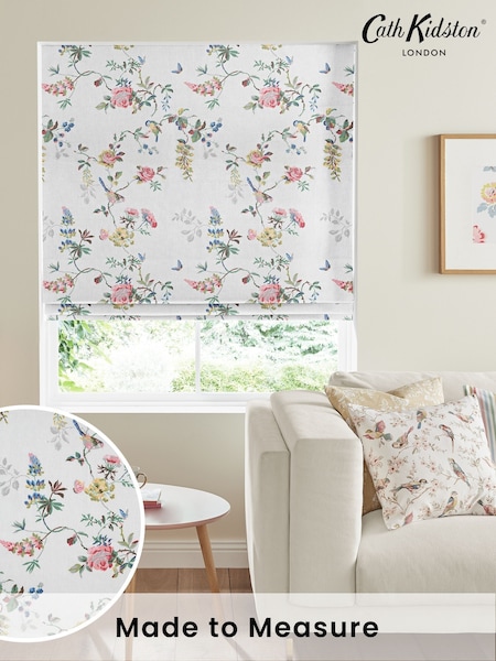 Cath Kidston White Birds & Roses Made To Measure Roman 100% Cotton Blind (A18801) | £75