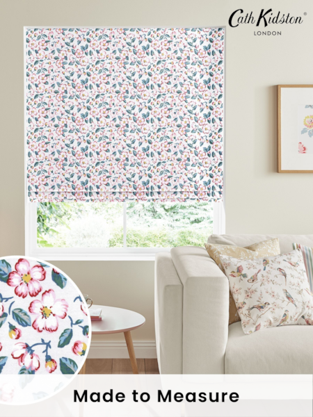 Cath Kidston Cream Climbing Blossom Blush Made To Measure Roman 100% Cotton Blind (A18809) | £75