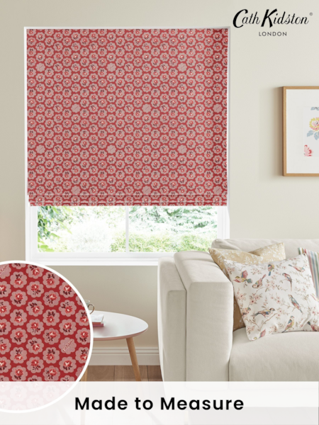 Cath Kidston Red Freston Rose Made To Measure Roman 100% Cotton Blind (A18810) | £75