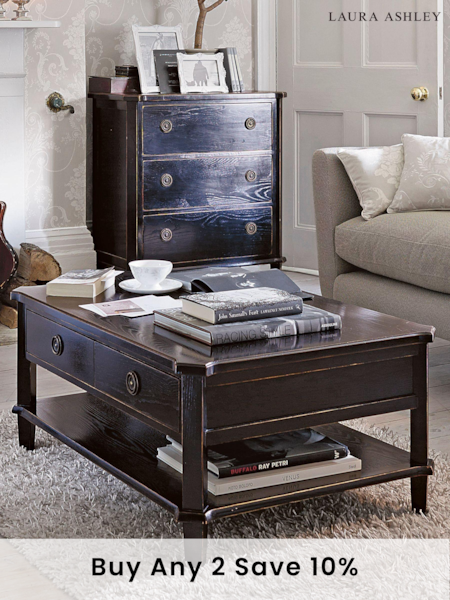 Laura Ashley Black Henshaw 2 Drawer Coffee Table (A18942) | £710