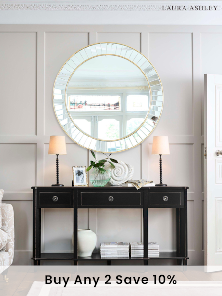 Laura Ashley Black Henshaw 3 Drawer Triple Console Table (A18943) | £1,045
