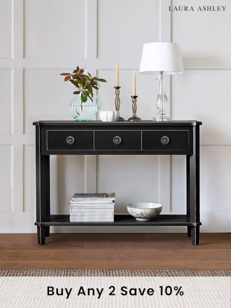 Laura Ashley Black Henshaw 3 Drawer Console Table (A18944) | £635