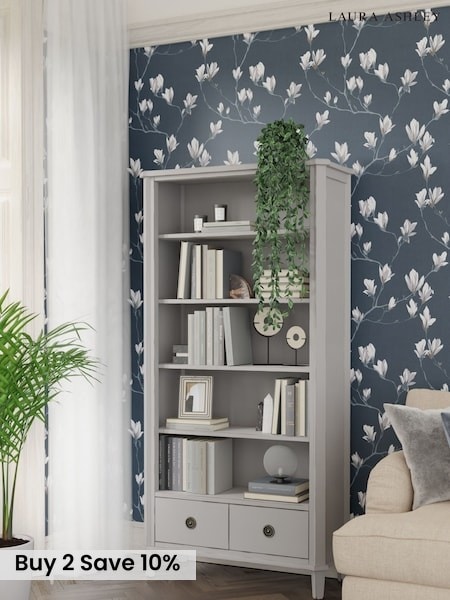 Laura Ashley Pale Steel Henshaw 2 Drawer Single Bookcase (A18949) | £945