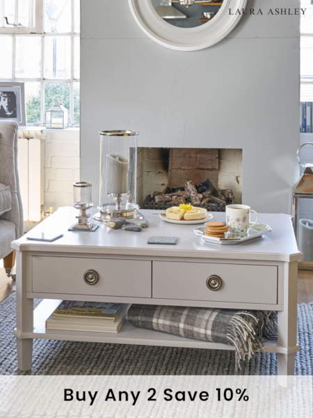 Laura Ashley Pale Steel Henshaw 2 Drawer Coffee Table (A18957) | £710