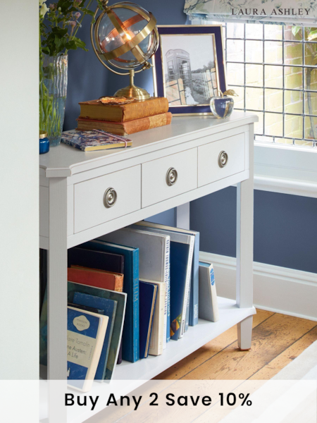 Laura Ashley Pale Steel Henshaw 3 Drawer Console Table (A18959) | £635