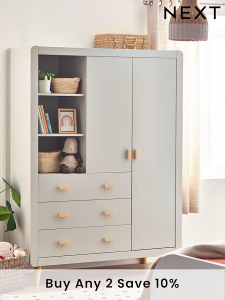 Grey Kids Alix Double, 3 drawers Wardrobe (A19038) | £699