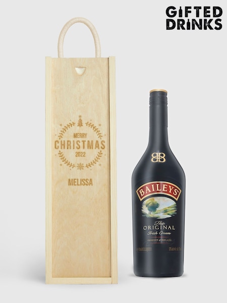 Personalised Merry Christmas Gift Box With Baileys 70cl by Gifted Drinks (A19112) | £60