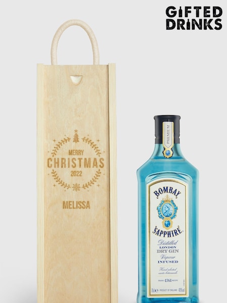 Personalised Merry Christmas Gift Box With Bombay Sapphire by Gifted Drinks (A19118) | £60