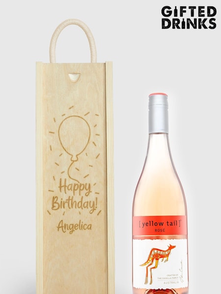 Personalised Happy Birthday Gift Box With Rose Wine by Gifted Drinks (A19125) | £36