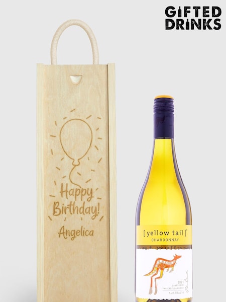 Personalised Happy Birthday Gift Box With White Wine by Gifted Drinks (A19142) | £36