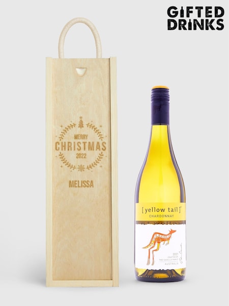 Personalised Merry Christmas Gift Box with White Wine by Gifted Drinks (A19258) | £36