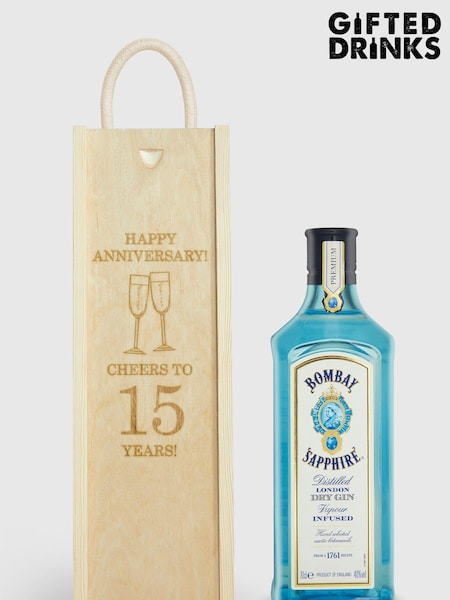 Personalised Happy Anniversary Gift Box with Bombay Sapphire by Gifted Drinks (A19271) | £60