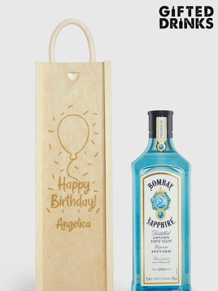 Personalised Happy Birthday Gift Box with Bombay Sapphire by Gifted Drinks (A19327) | £60