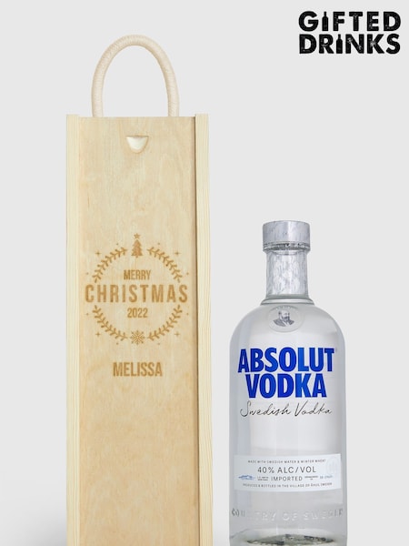 Personalised Merry Christmas Gift Box with Absolut Vodka by Gifted Drinks (A19364) | £60