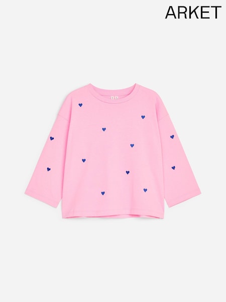 Pink Heart - Arket 100% Cotton Long Sleeve T-shirt