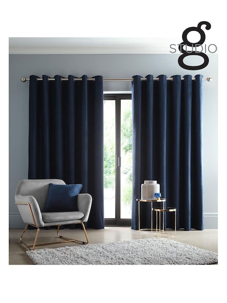 Studio G Midnight Arezzo Blackout Eyelet Curtains (A31806) | £68 - £156