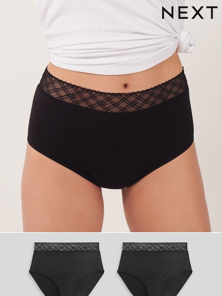 Black Full Brief Medium Flow Period Knickers 2 Pack (A32795) | £20