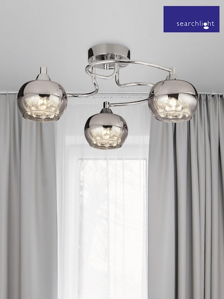 Searchlight Rose/Chrome Freya 3 Light Flush Ceiling Light (A36585) | £55
