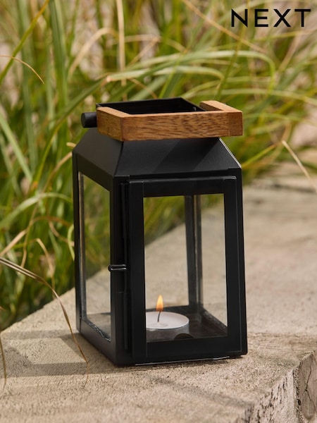 Black Bronx Metal Mini Lantern Candle Holder (A37500) | £12