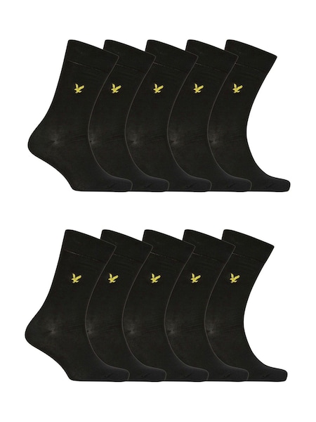 Lyle & Scott Black Socks 10 Pack (A37640) | £40