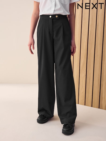 Black Longer Length Senior Wide Leg School Trousers (9-18yrs) (A37657) | £13 - £17