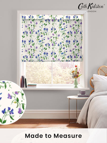 Cath Kidston Purple Sweet Pea Made To Measure Roman 100% Cotton Blinds (A38170) | £75